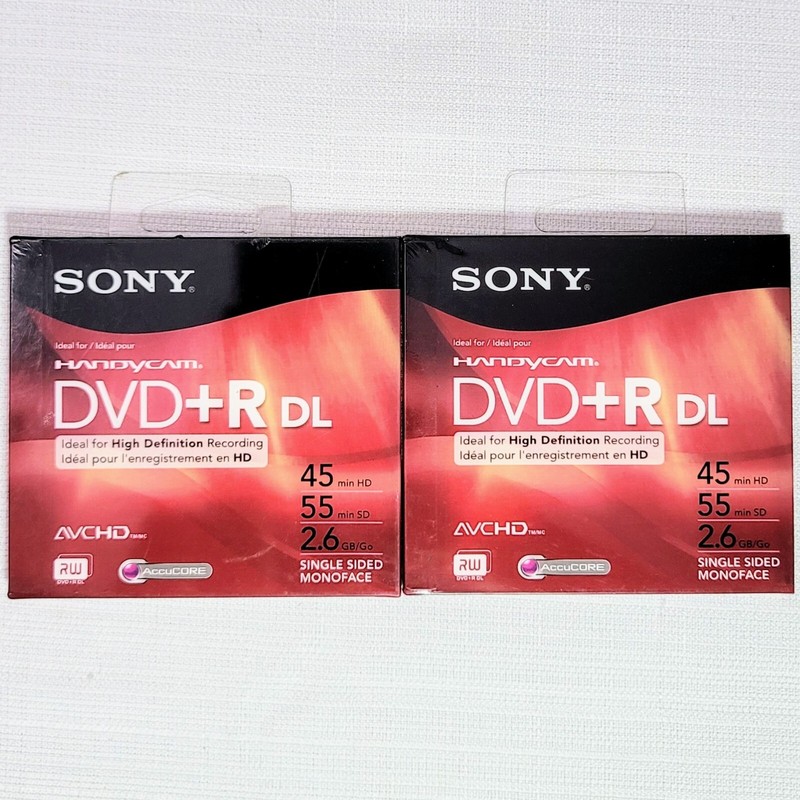 (Lot of 2) Sony Handycam DVD+R DL Blank DVD 2.6GB 45 HD/55 SD Minutes BRAND NEW