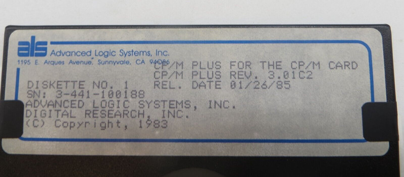 CP/M PLUS REV. 3.01C2 5.25" Floppy Disk 1985 Advanced Logic Systems Inc. #4033 gallery