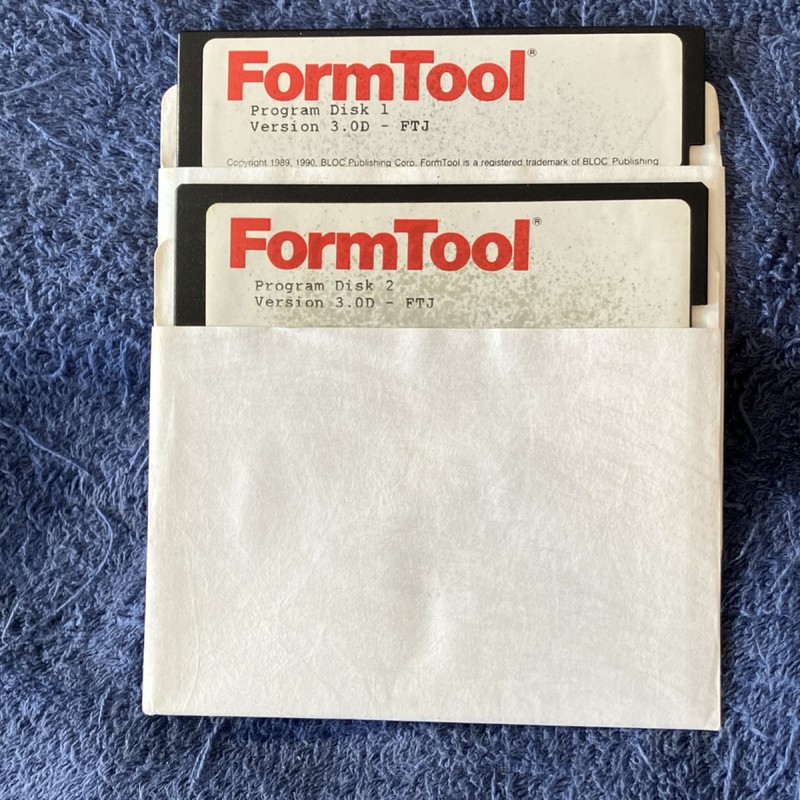 Vintage FormTool Version 3.0D FTJ Program Disk 1 & 2 5.25in Floppy Disc Software