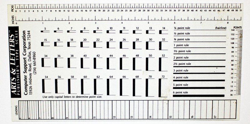 Computer Support Corp. - Arts & Letters - Publisher's Type Scale
