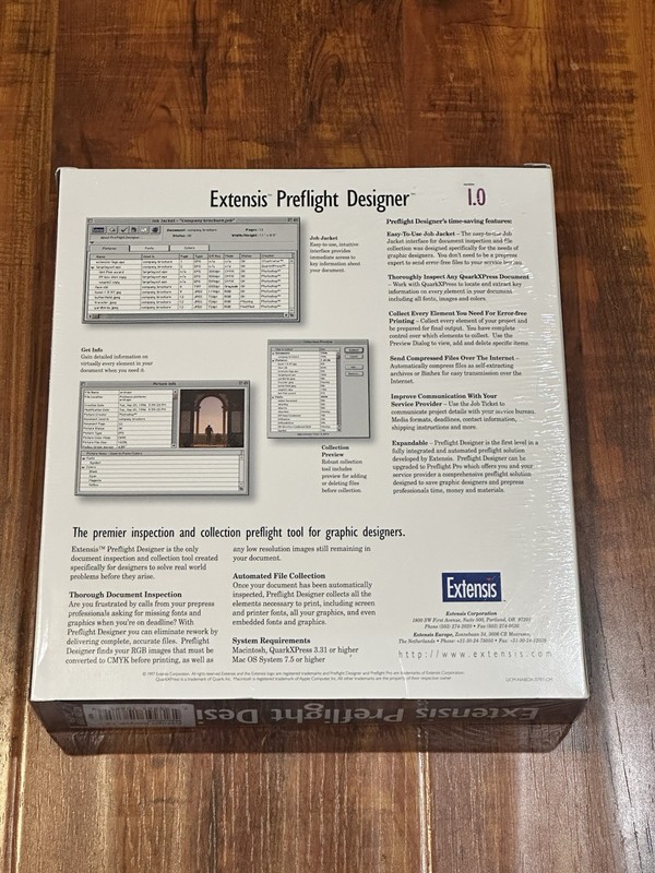 Rare Vintage 1997 Extensis Preflight Designer 1.0 Mac QuarkXPress New & Sealed gallery