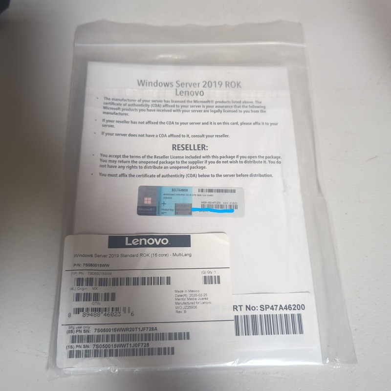 Lenovo 7S050015WW Microsoft Windows Server 2019 Standard (16 Core MultiLang) +CD