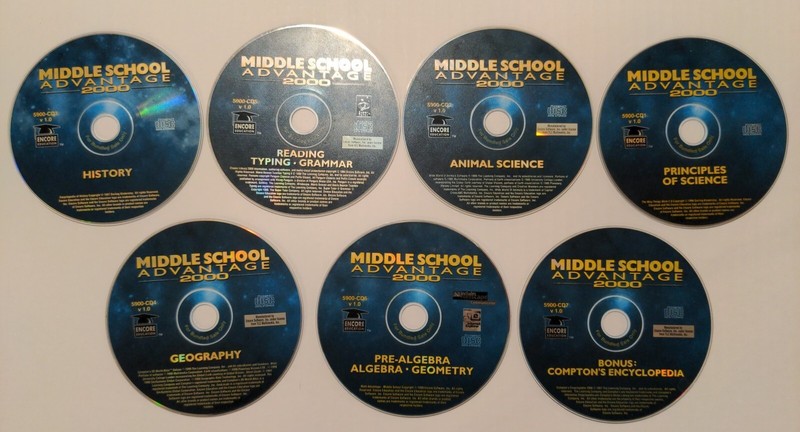 Middle School Advantage 2000 (PC, 1997 Encore Software, 7-Disc)