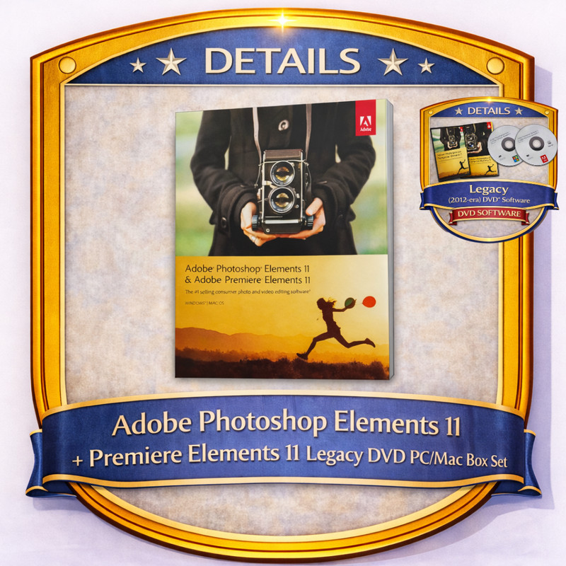 Adobe Photoshop Elements 11 + Premiere Elements 11 Discontinued DVD Mac/Win