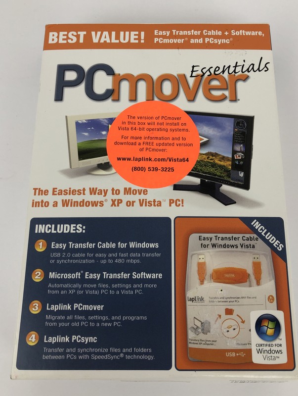 Laplink PC Mover Essentials ( CD , Transfer Cable , Quick Start Guide ) PCmover