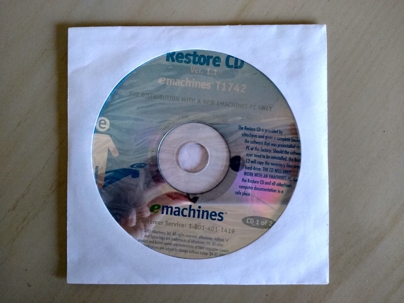 Emachines T1742 Restore CDs Ver. 1.1 (2 CDs) gallery
