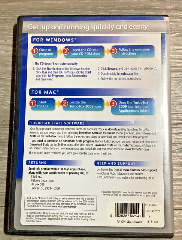 TurboTax 2009 Deluxe Federal + State Case and CD Maximize Deductions gallery