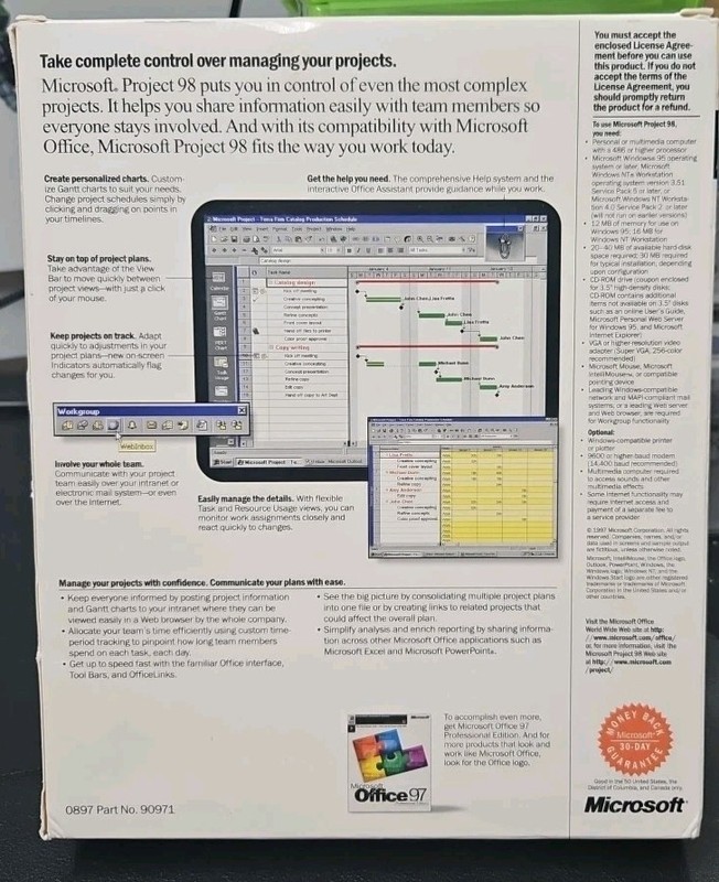Microsoft Project 98 For PC. Open Box gallery