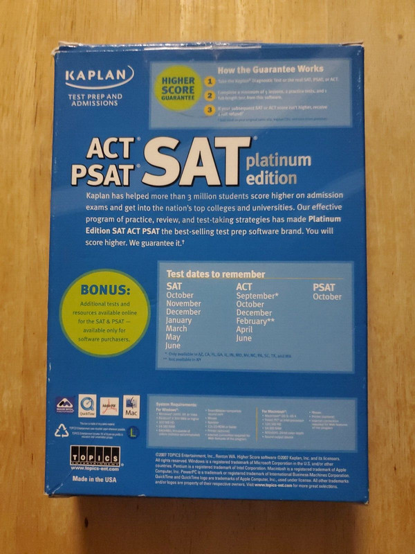 Kaplan SAT ACT & PSAT 2005 Platinum Edition for PC / Mac - untested gallery