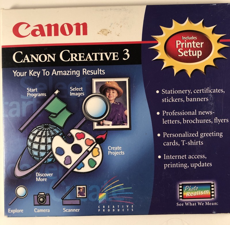 Canon Creative 3 & Printer Setup Windows 95, 98, 3.1