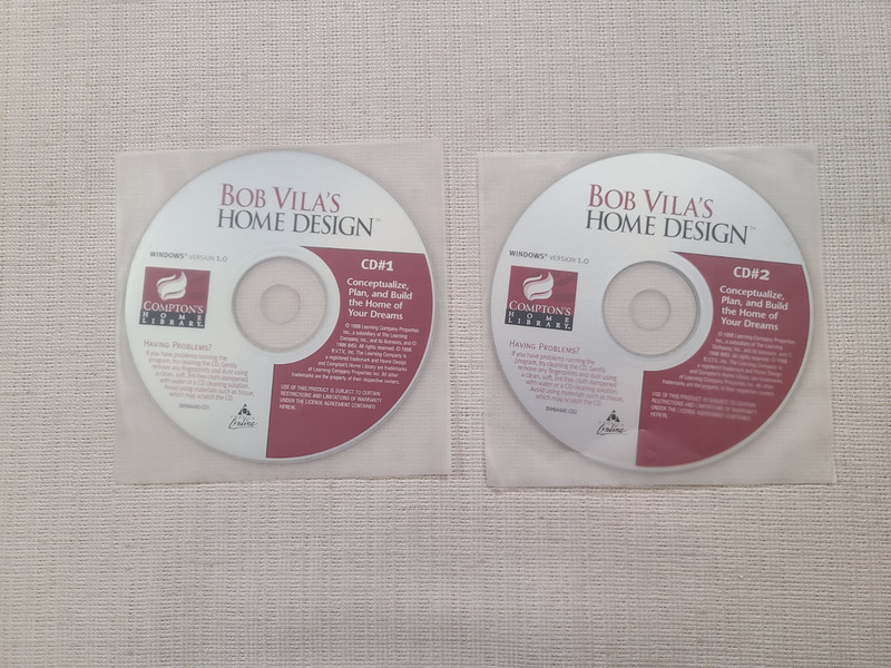 Bob Vila’s Home Design – Windows Version 1.0 (PC, 1998, Compton’s 2-Disc Set NEW