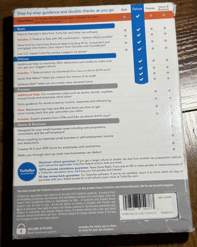Turbotax 2015 Deluxe. Federal and State. New gallery