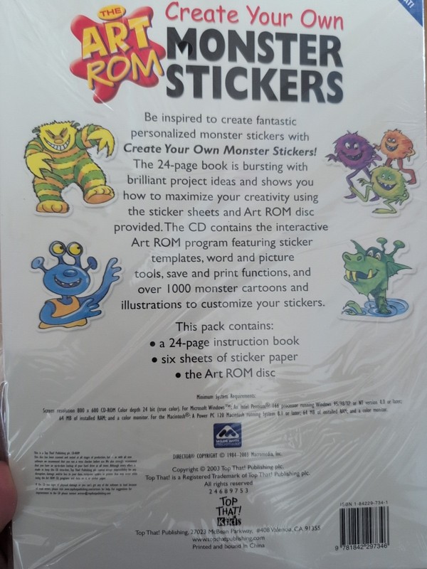 Art ROM CREATE YOUR OWN MONSTER STICKERS by TOP THAT New Sealed Vtg Scrapbook gallery
