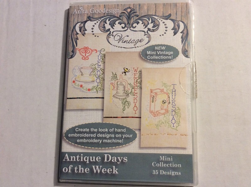 ANITA GOODESIGN ~ Vintage ANTIQUE DAYS OF THE WEEK ~ TEA Towels – CD 35 DESIGNS