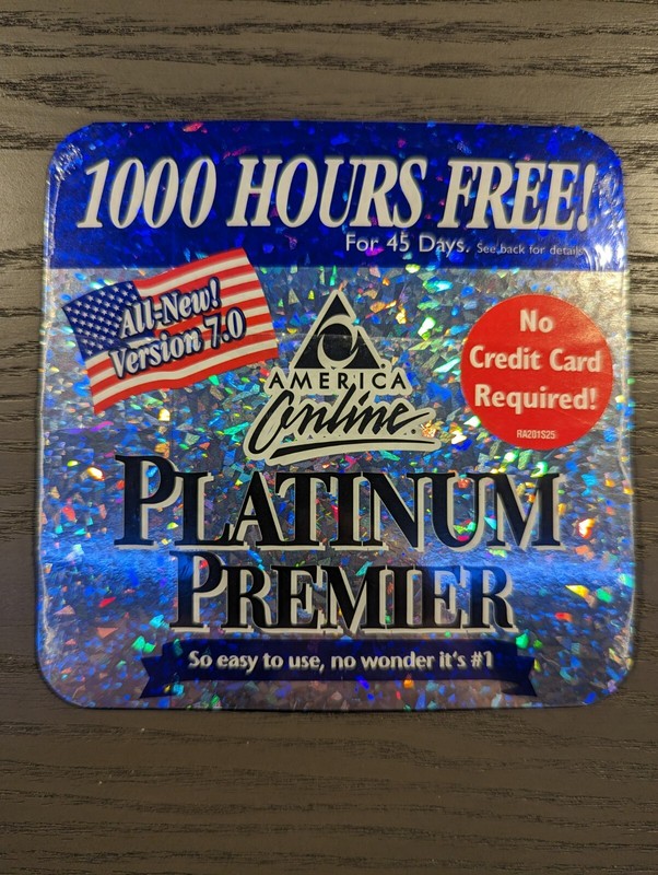 AOL America Online Vintage CD Disc – Platinum Premier Version 7.0 – 1000 Hours
