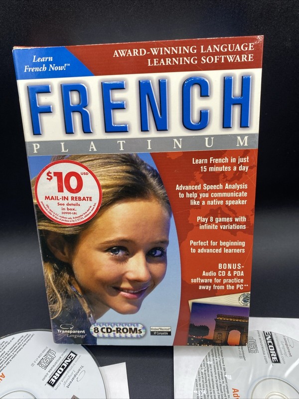 Transparent Language Learn French Now! French Platinum 8 CD-ROMs Preowned gallery