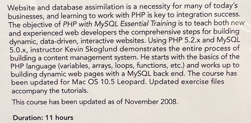 PHP with MySQL Essential Training [Mac/Win CD-ROM, 9781596713642] Kevin Skoglund gallery