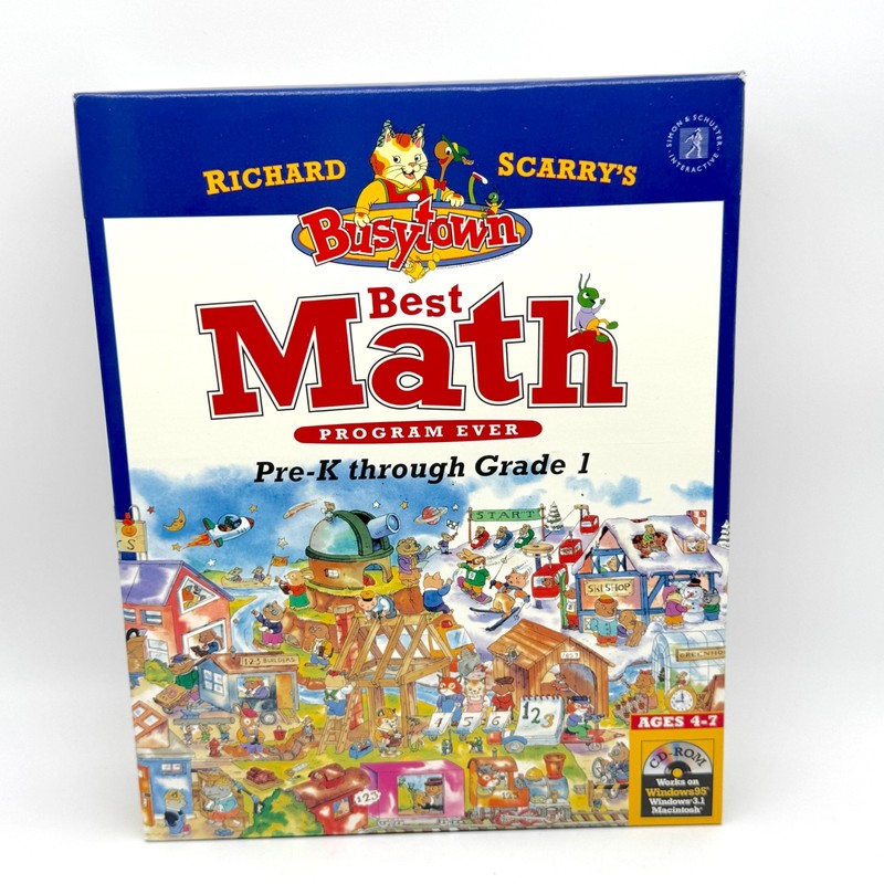 Richard Scarry’s Busytown New Unused Math PC Game CD-ROM 1997 Windows 95 Mac