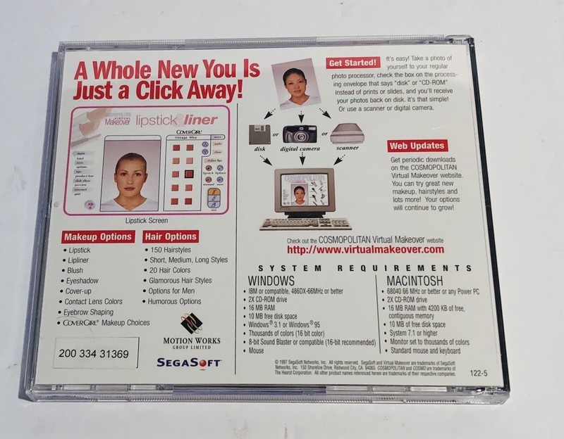 Cosmopolitan Virtual Makeover Windows/MAC CD-Rom 1997 Sega Soft Kodak gallery
