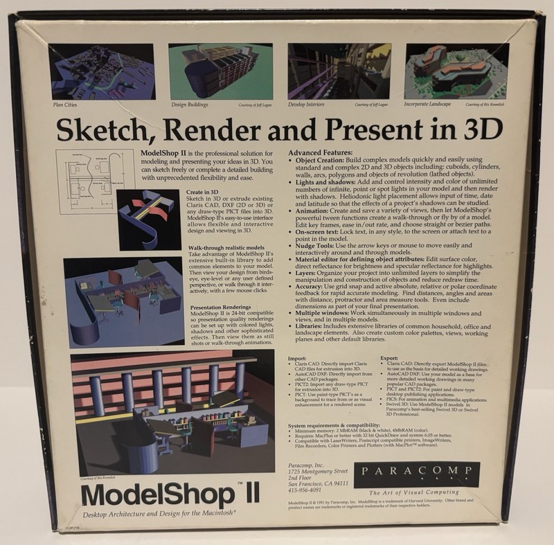 RARE !! COMPLETE Vintage Macintosh Mac Software Modelshop II Architecture Apple gallery
