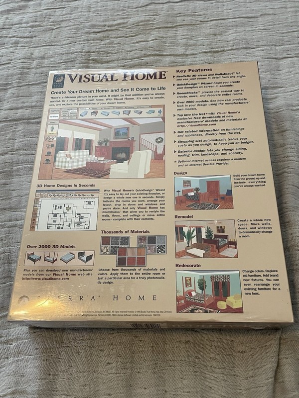 Sierra Visual Home Design 3D Software Sealed Vintage Windows PC Big Box Home gallery