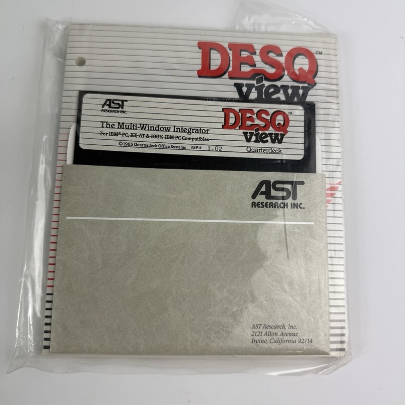 Vintage Quarterdeck DESQview 1.02 AST Special Edition Sealed 5.25 Disk IBM PC gallery