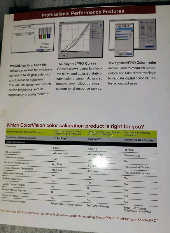 ColorVision SPYDER2PRO Studio Colour Calibration For Crt / Lcd Displays Complete gallery