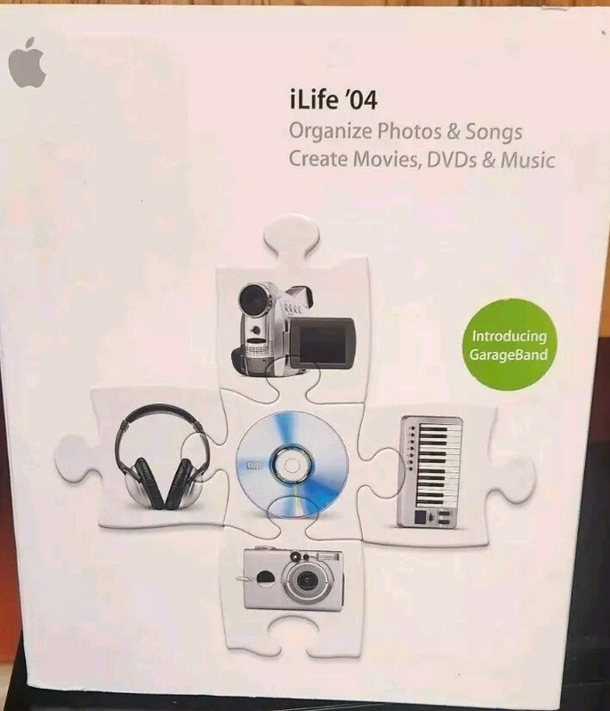 Apple iLife ’04 M9364LL/A Organize Photos & Songs A4 Imac discs imovie 2 disc