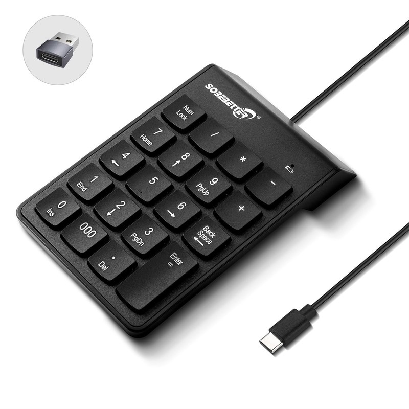 Type C Number Pad, USB Numeric Keypad 19 Keys Plug & Play Financial Accountin…