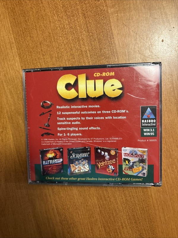 CLUE PC Game 1996 CD-ROM Windows 3.1,Windows 95 Hasbro Interactive 3 Disc gallery