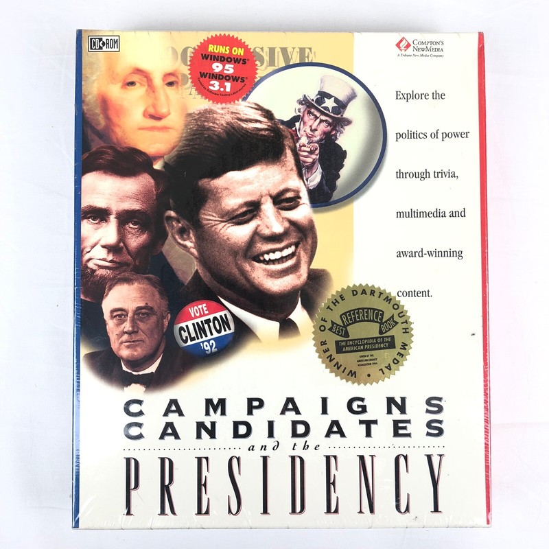 RARE “Campaigns Candidates and the Presidency” CD-ROM Big Box 1995 NEW & SEALED!