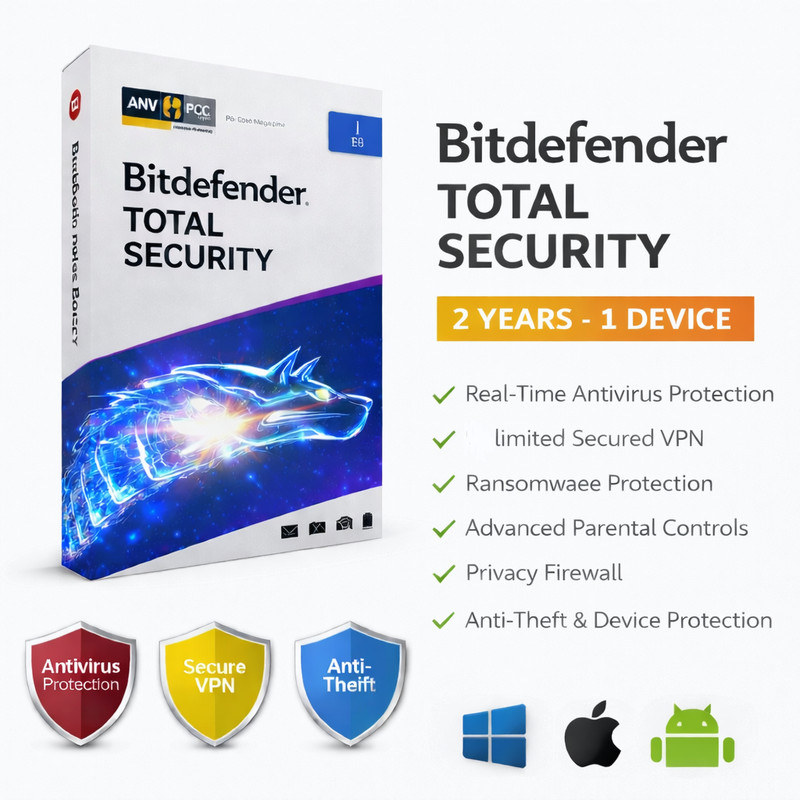 Bitdefender Total Security 2026 2 Years 1 Device (Windows,MAC,ANDROID)