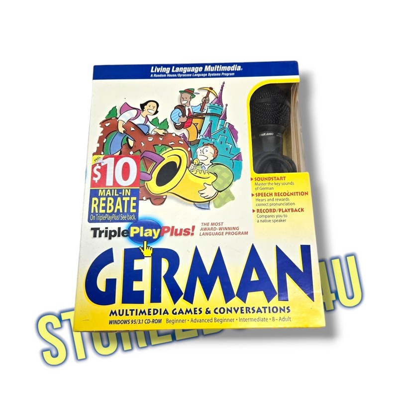 Living Language Multimedia TriplePlay Plus GERMAN/Book Microphone Windows CD ROM