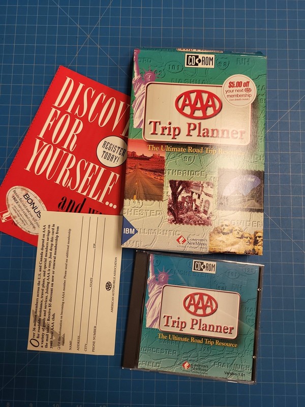 AAA Trip Planner CD-ROM 1994 Compton’s NewMedia Road Trip Map PC Software