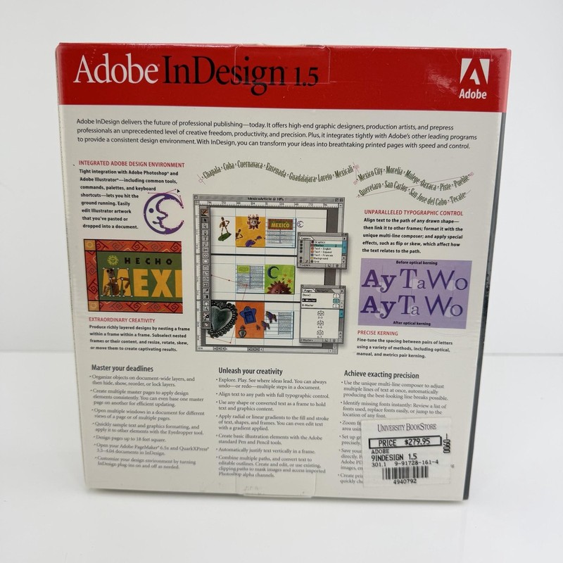 Vintage 2000 Adobe InDesign 1.5 Education Version Mac Software CD-ROM NEW SEALED gallery