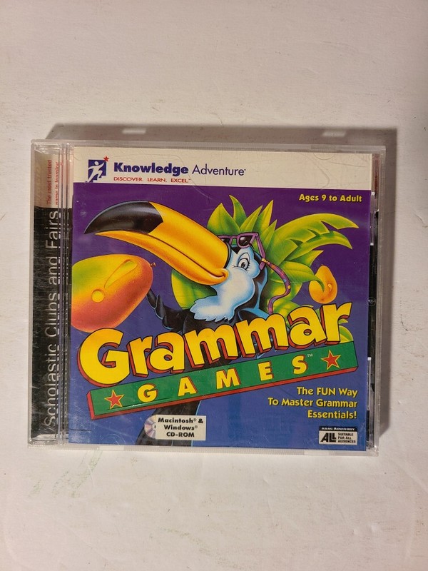 Scholastic Knowledge Adventure Grammar Games CD ROM Discover Learn Excel Ages 9+
