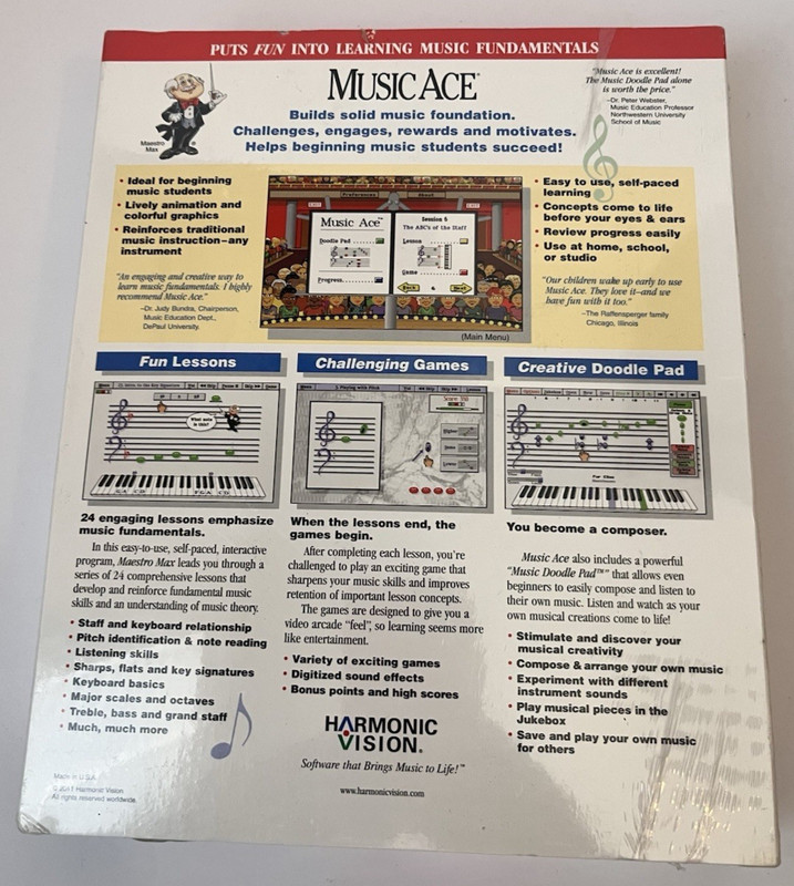 Music Ace Software Windows 3.1 95 Macintosh CD Harmonic Vision New Sealed gallery