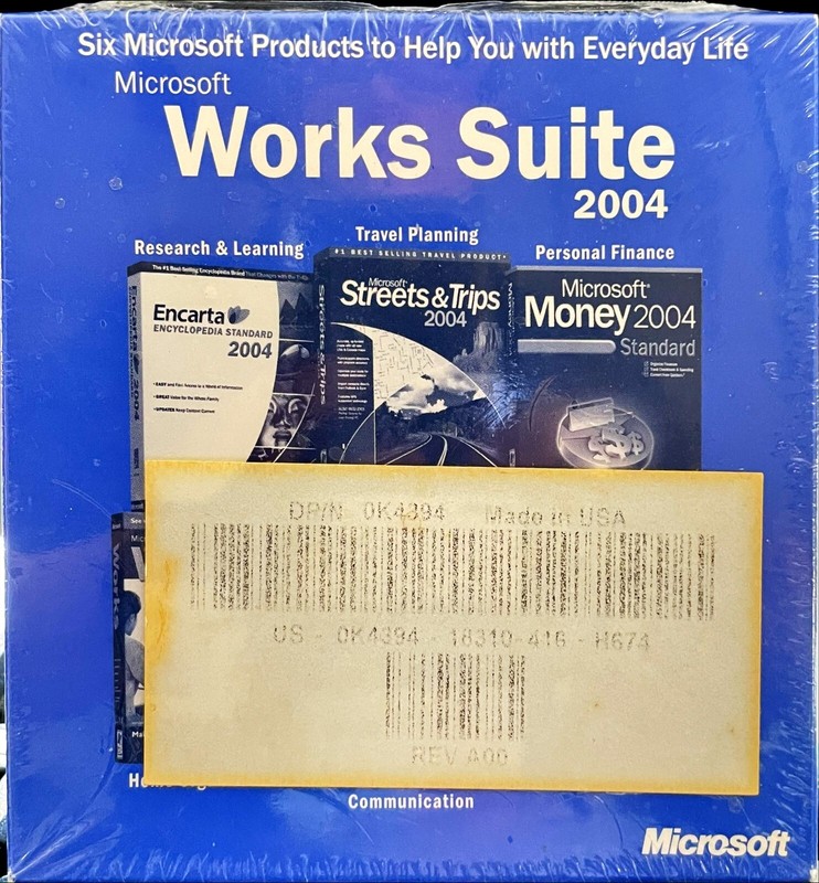 Microsoft Works Suite 2004 (PC, CD-ROM & Product Key Code) NEW & FACTORY SEALED